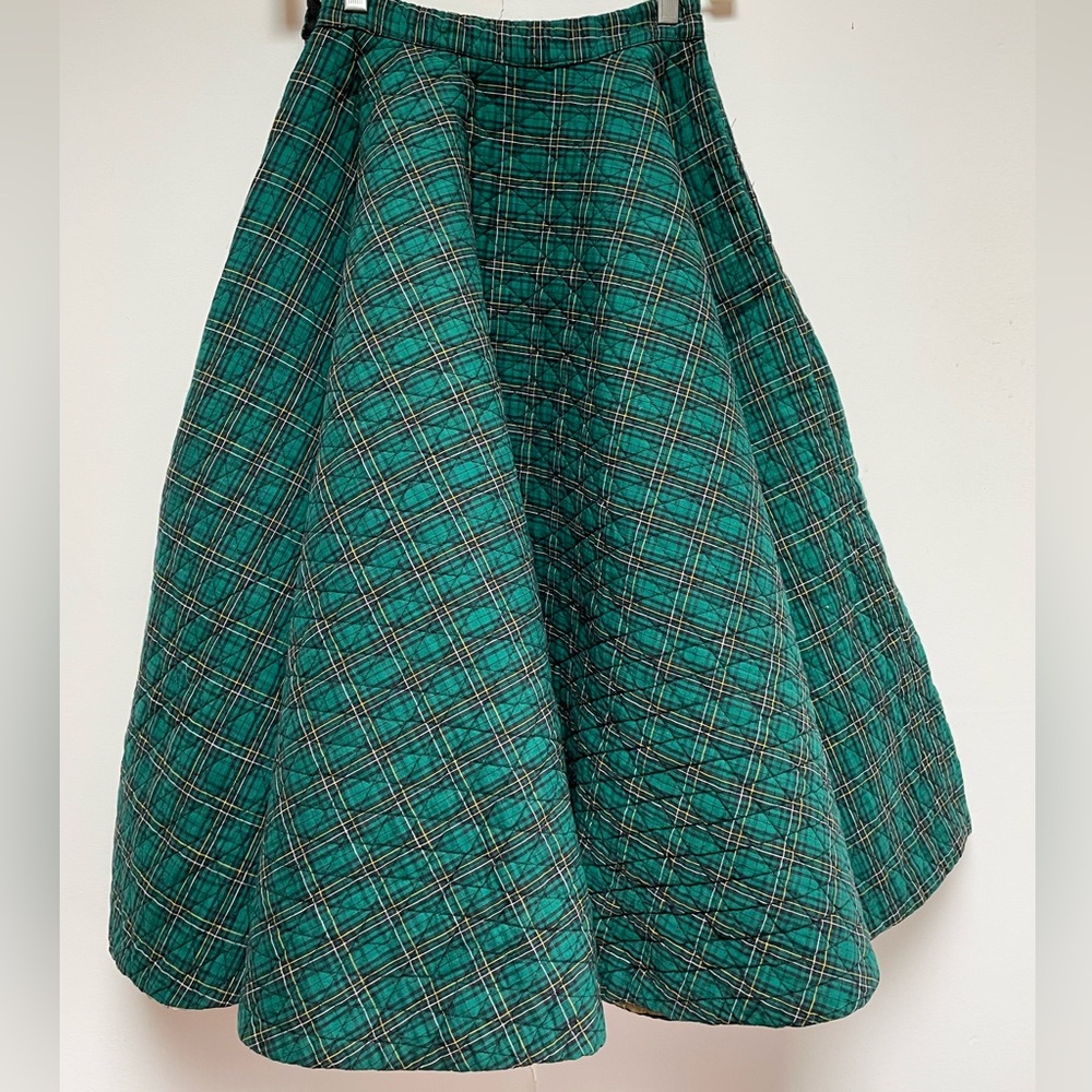 Vintage quilted plaid skirt